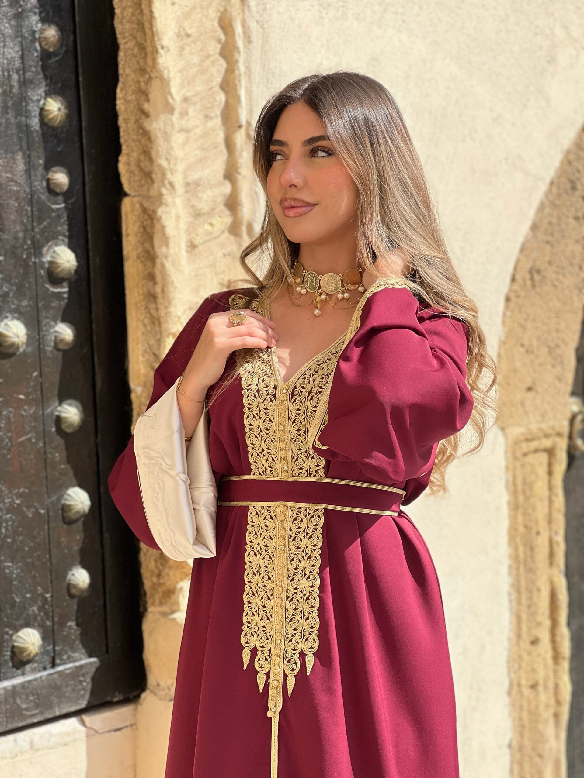 Caftan dahab en burgandy